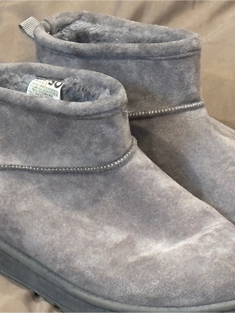 Women’s SO Gray Plush Indoor-Outdoor Ankle Boots